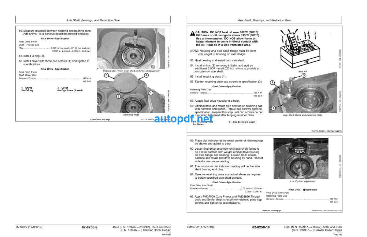 450J 550J 650J Crawler Dozer Repair Technical Manual (TM10722)