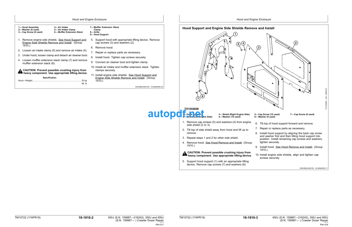 450J 550J 650J Crawler Dozer Repair Technical Manual (TM10722)