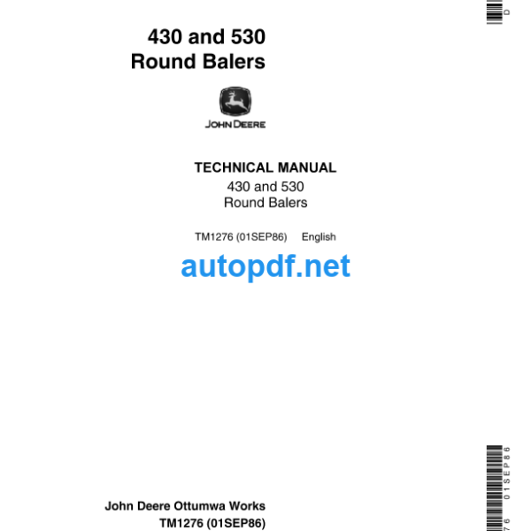 430 and 530 Round Balers Technical Manual (TM1276)