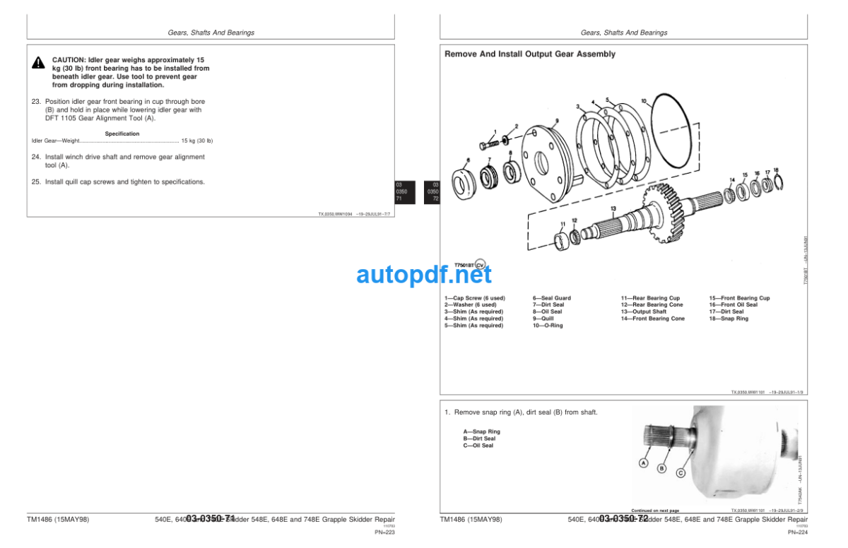 540E, 640E, 740E Skidder 548E, 648E and 748E Grapple Skidder Repair Technical Manual