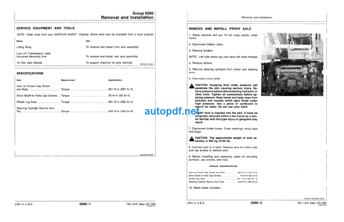 595 Excavataor Technical Manual (TM1375)