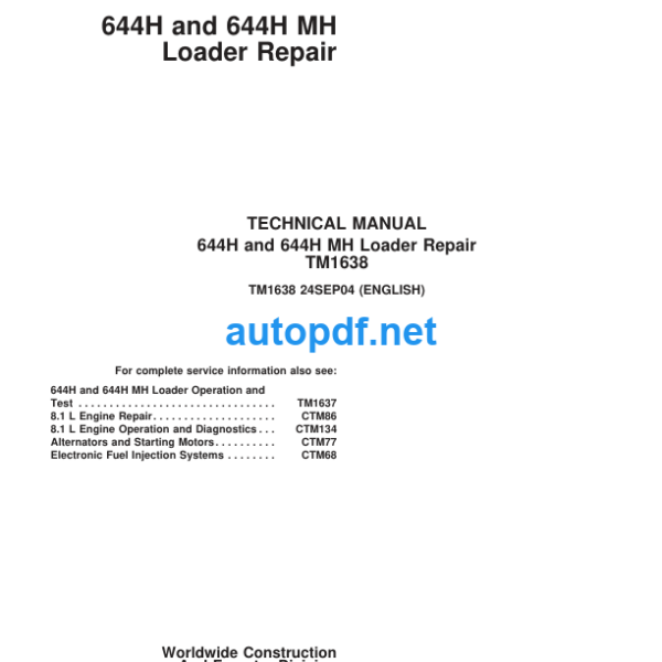 644H and 644H MH Loader Repair Technical Manual