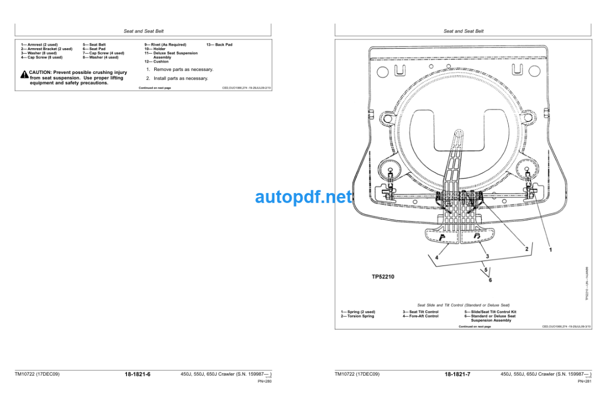 450J, 550J, 650J Crawler Dozer Repair Technical Manual