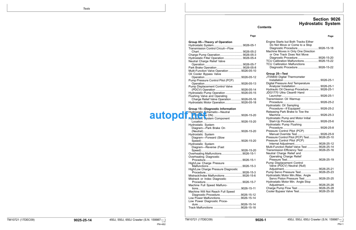 450J, 550J, 650J Crawler Dozer Operation and Test Technical Manual