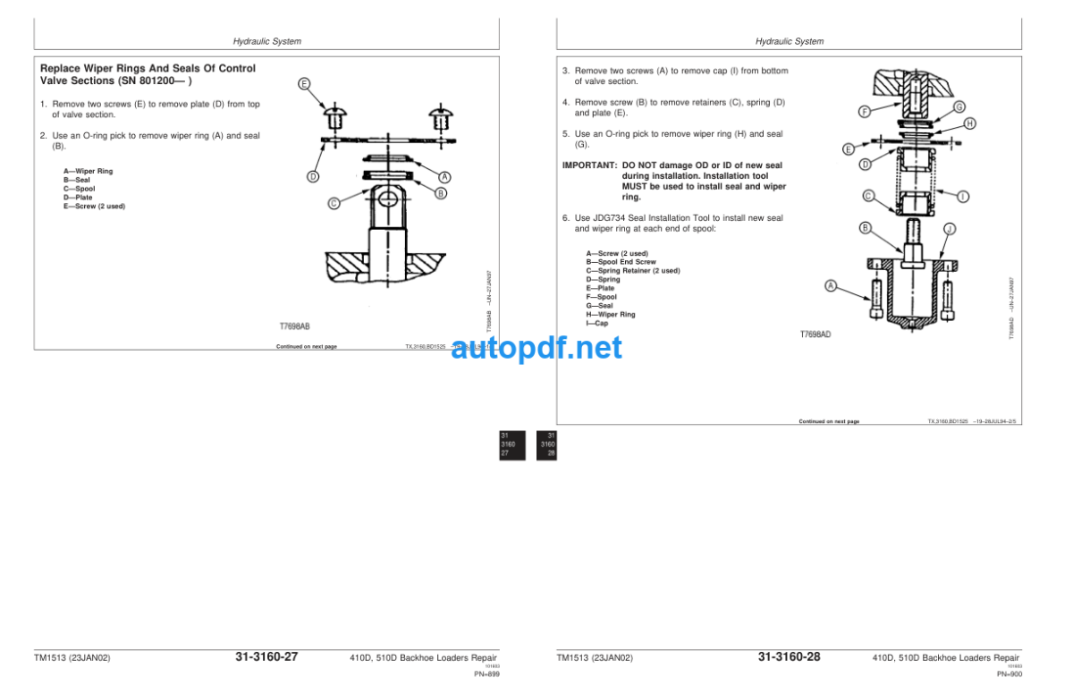 410D, 510D Backhoe Loaders Repair Technical Manual