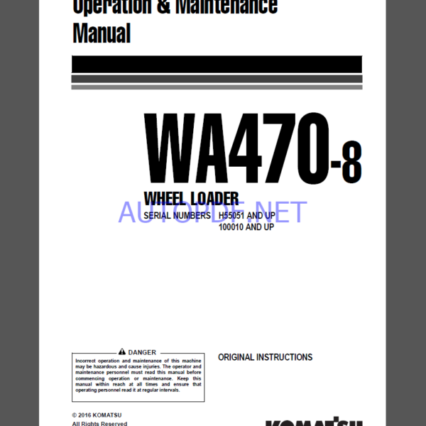 Komatsu WA470-8 WHEEL LOADER Operation and maıntenance Manual(VEAM49501)