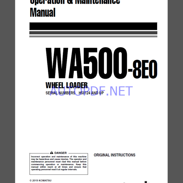 Komatsu WA500-8EO WHEEL LOADER Operation and Maintenance Manual(VEAM50001)