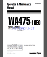 Komatsu WA475-10EO WHEEL LOADER Operation and Maintenance Manual(VEAM56002)