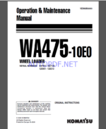 Komatsu WA475-10EO WHEEL LOADER Operation and Maintenance Manual(VEAM56003)