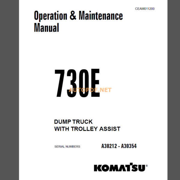 Komatsu 730E DUMP TRUCK Operation and Maintenance Manual(CEAM011001)