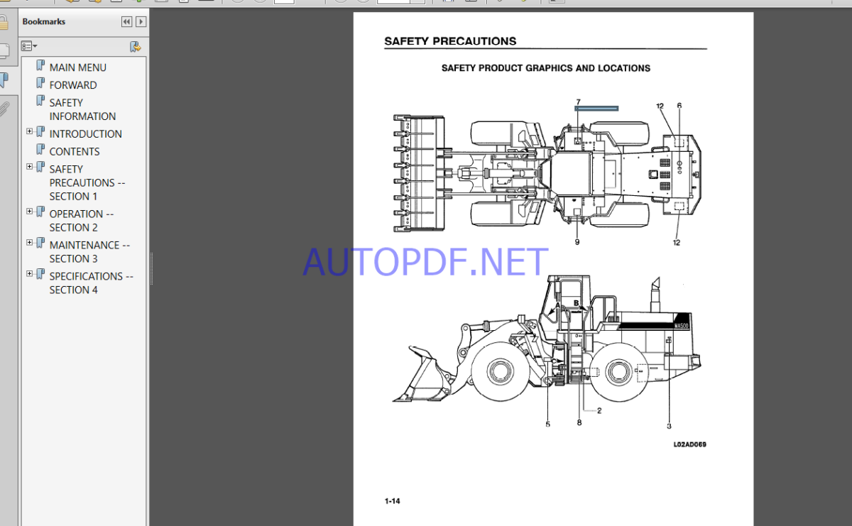 Komatsu WA500-1LC WHEEL LOADER Operation and Maintenance Manual (CEAMW25060)