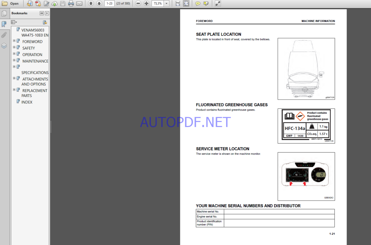 Komatsu WA475-10EO WHEEL LOADER Operation and Maintenance Manual(VEAM56003)