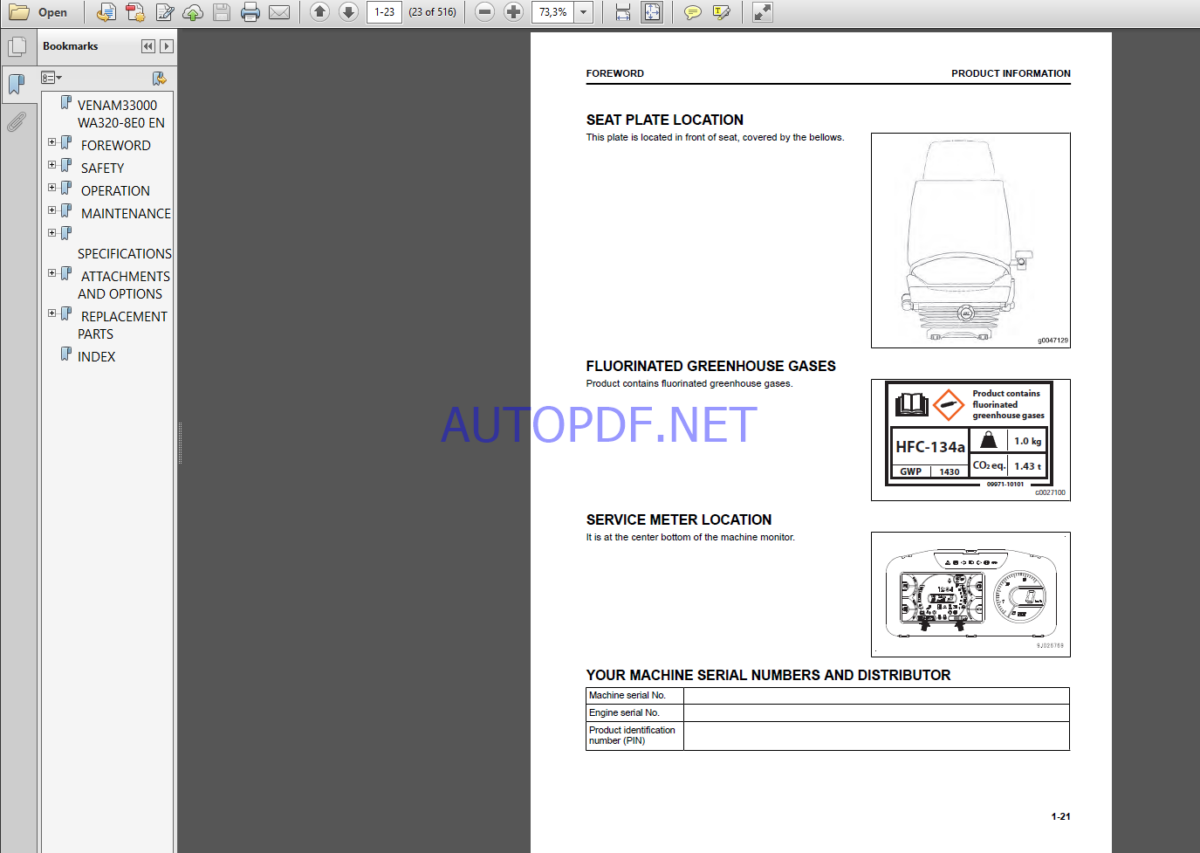 Komatsu WA320-8EU WHEEL LOADER Operation and Maintenance Manual(VENAM33000)