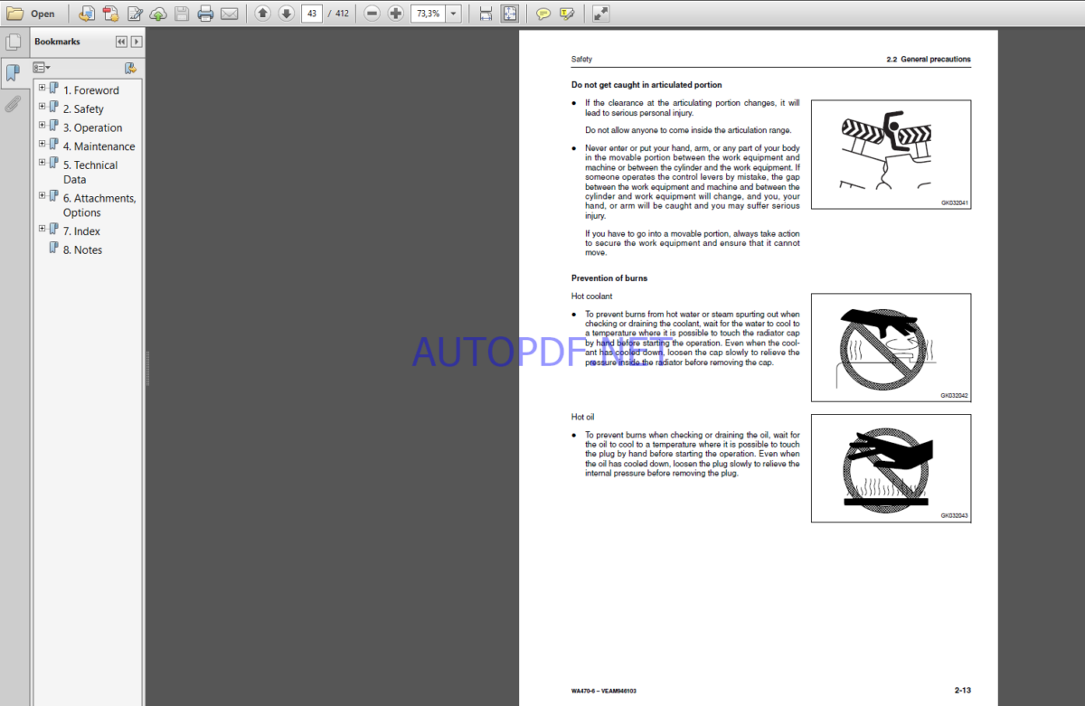 Komatsu WA470-6 WHEEL LOADER Operation and maıntenance Manual(VEAM946103)