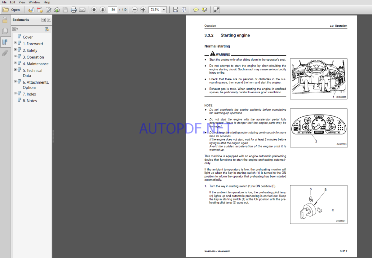 Komatsu WA430-6EO WHEEL LOADER Operation and maıntenance Manual(VEAM948100)