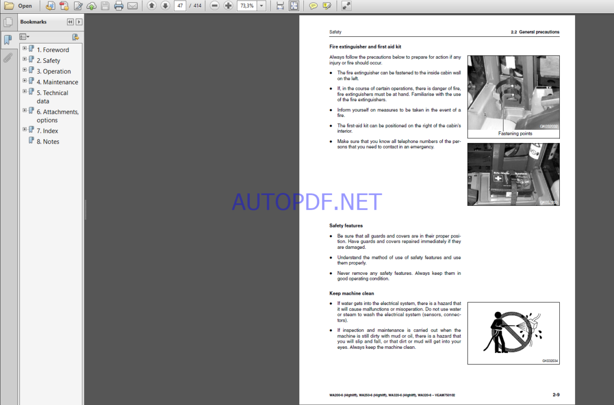 Komatsu WA200-6, WA250-6, WA320-6HIGHLIFT EQUIPMENT WA320-6 WHEEL LOADER Operation and Maintenance Manual(VEAM750102)