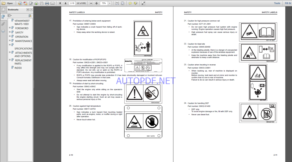 Komatsu WA475-10E0 WHEEL LOADER Operation and Maintenance Manual(VEAM56007)