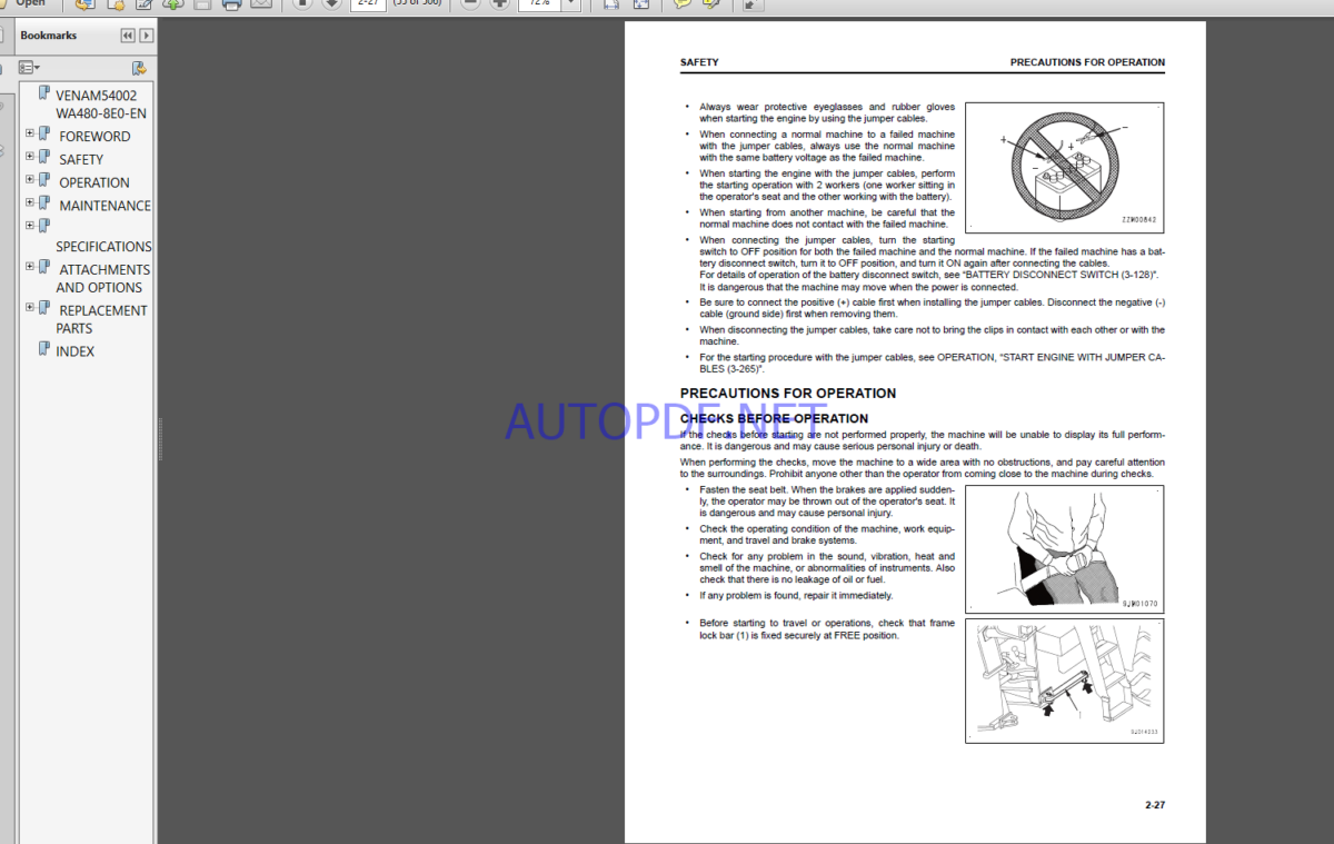 Komatsu WA480-8E0 WHEEL LOADER Operation and Maintenance Manual(VEAM54002)