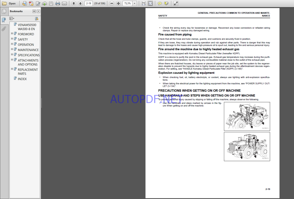 Komatsu WA500-8 WHEEL LOADER Operation and Maintenance Manual(VEAM50500)