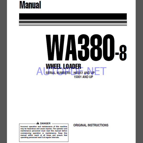 Komatsu WA380-8 WHEEL LOADER Operation Maintenance Manual(VENAM48502)