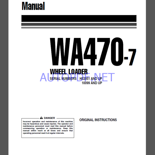 Komatsu WA470-7 WHEEL LOADER Operation Maintenance Manual(VEAM42502)