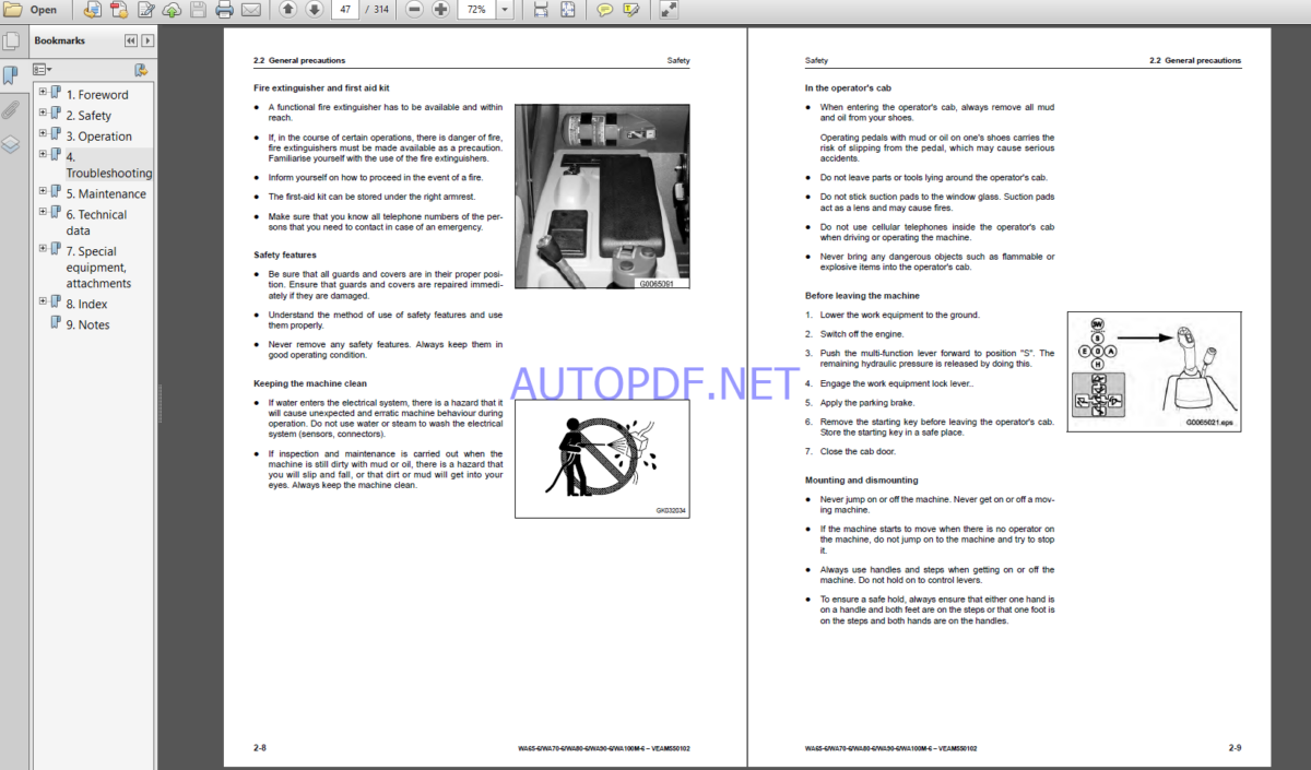 Komatsu WA65-6,WA70-6,WA80-6,WA90-6 WHEEL LOADER Operation Maintenance Manual(VEAM550102)