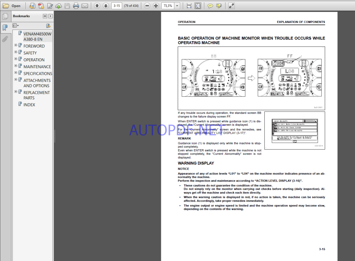 Komatsu WA380-8 WHEEL LOADER Operation Maintenance Manual(VEAM48500)