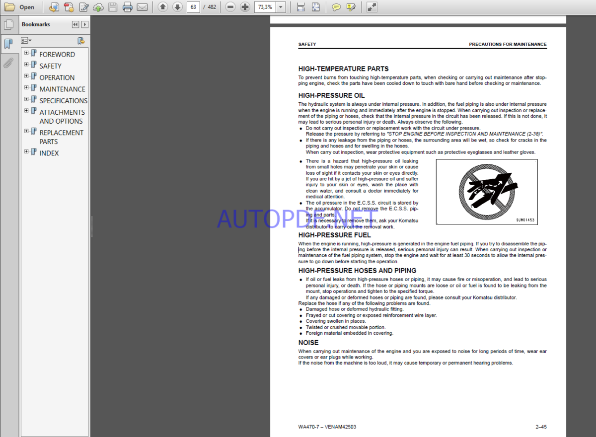 Komatsu WA470-7 WHEEL LOADER Operation Maintenance Manual(VEAM42502)