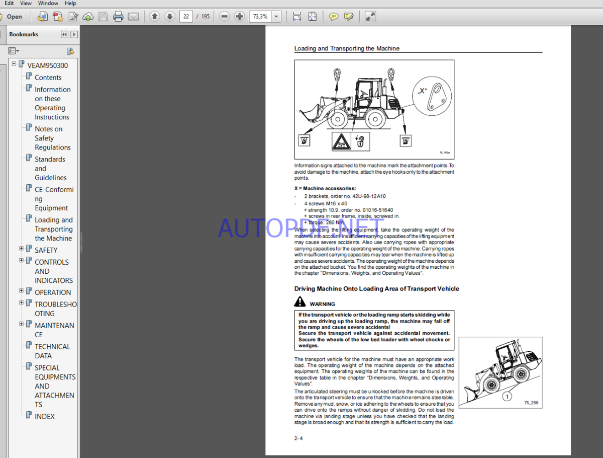 Komatsu WA75-3 WHEEL LOADER Operation Maintenance Manual(VEAM050300)