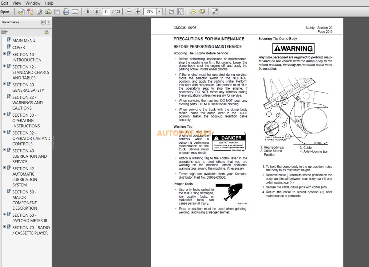 Komatsu 703E DUMP TRUCK Operation and Maintenance Manual (CEAM014901)