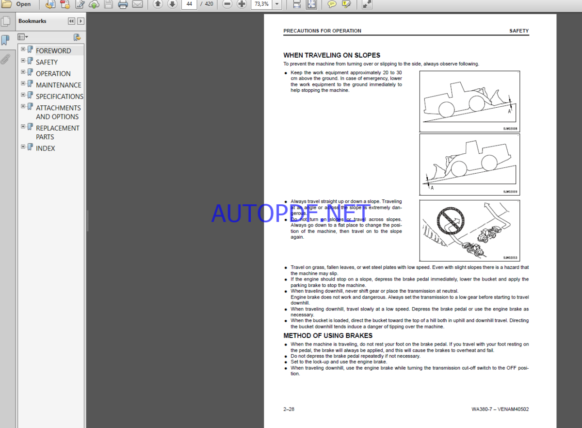 Komatsu WA380-7 WHEEL LOADER Operation Maintenance Manual(VEAM40502)