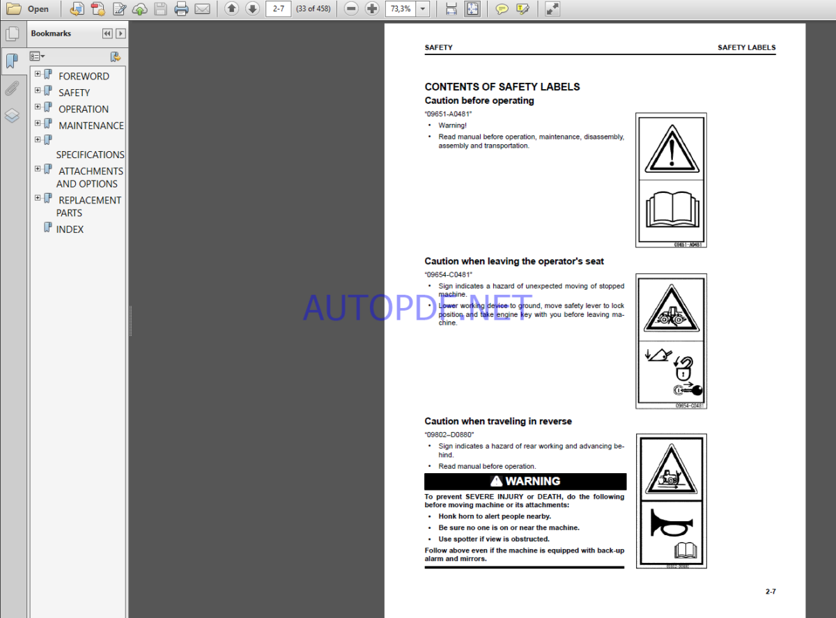 Komatsu WA380-8EO WHEEL LOADER Operation Maintenance Manual(VENAM52002)