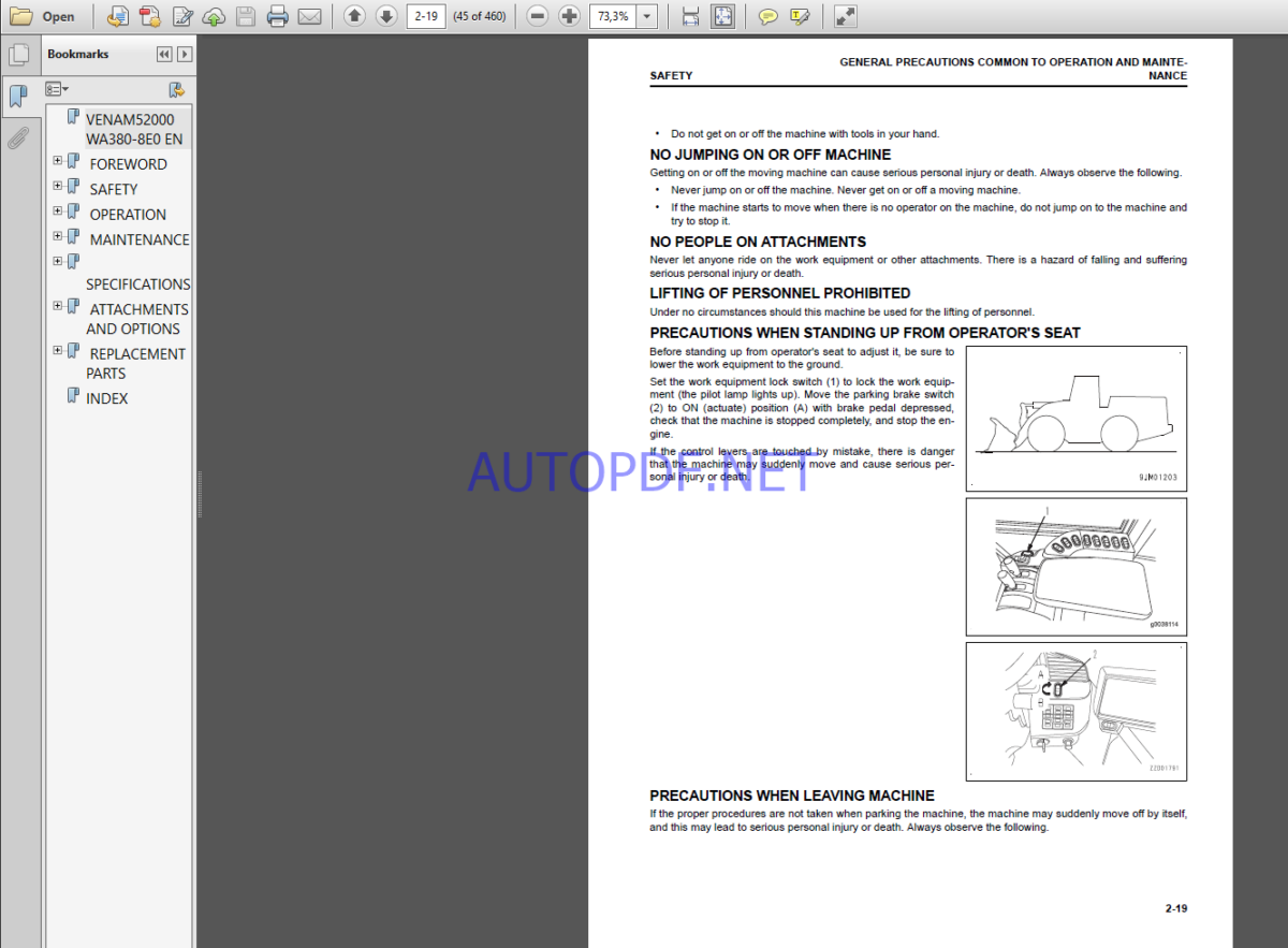 Komatsu WA380-8EO WHEEL LOADER Operation Maintenance Manual(VENAM52000)