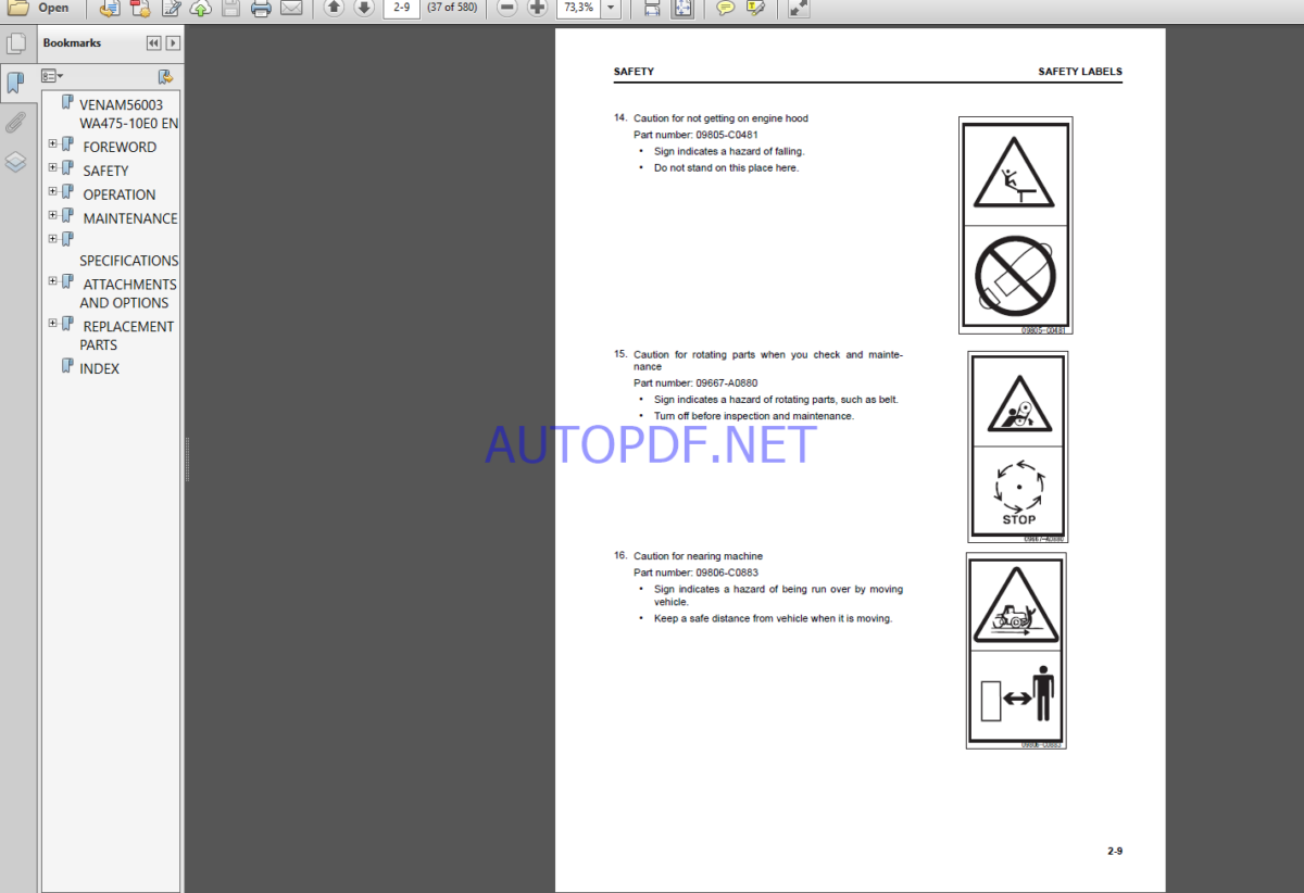 Komatsu WA475-10EO DUMP TRUCK Operation Maintenance Manual(VEAM56003)