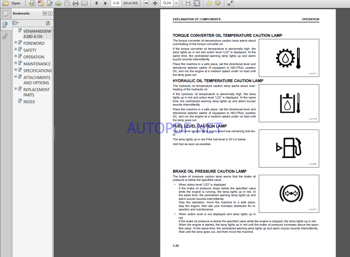 Komatsu WA380-8 WHEEL LOADER Operation Maintenance Manual(VEAM48500)