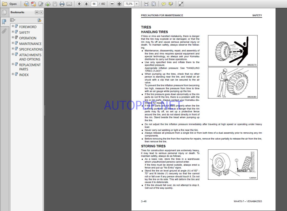 Komatsu WA470-7 WHEEL LOADER Operation Maintenance Manual(VEAM42502)