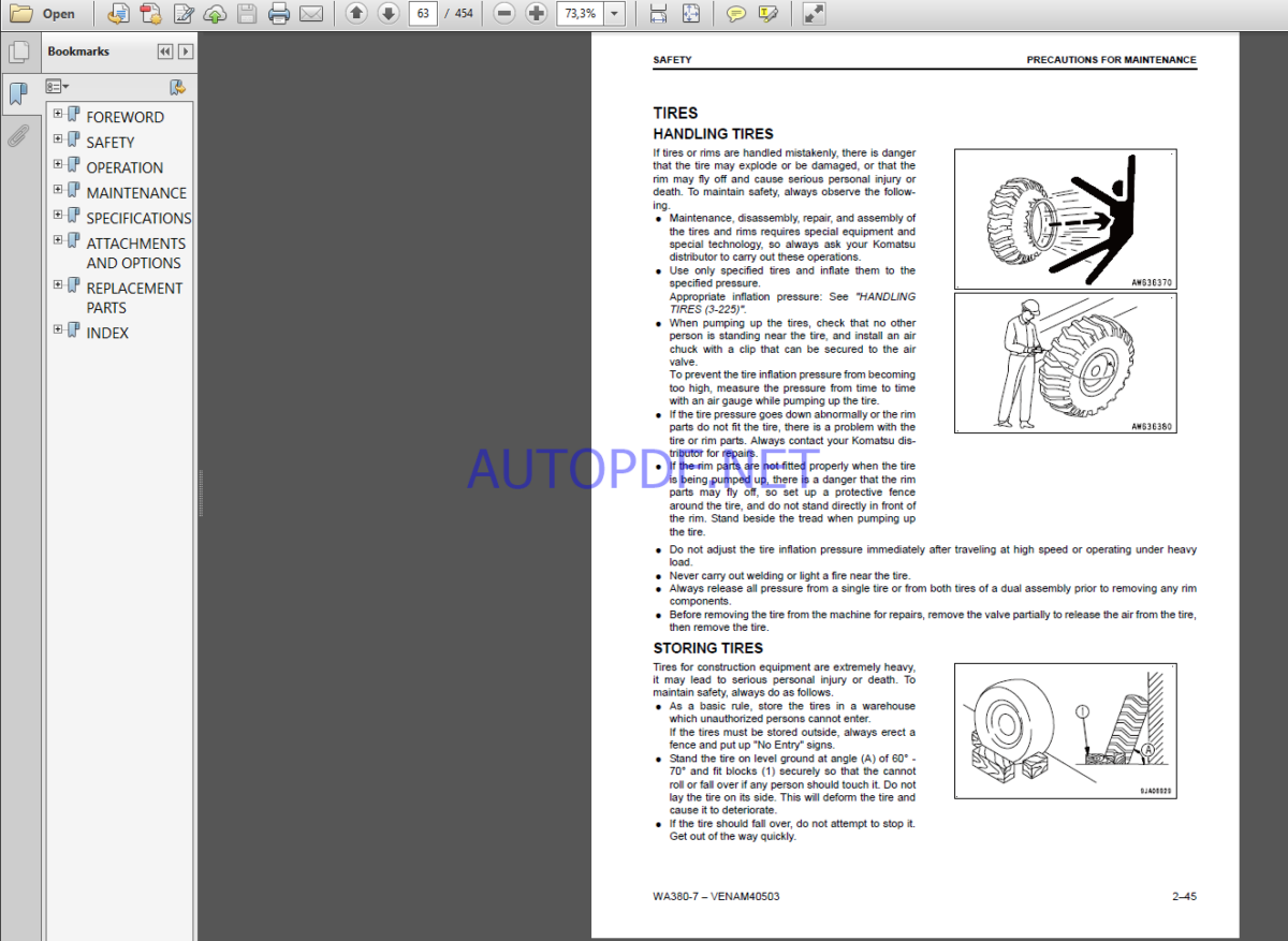 Komatsu WA380-7 WHEEL LOADER Operation Maintenance Manual(VEAM40503)