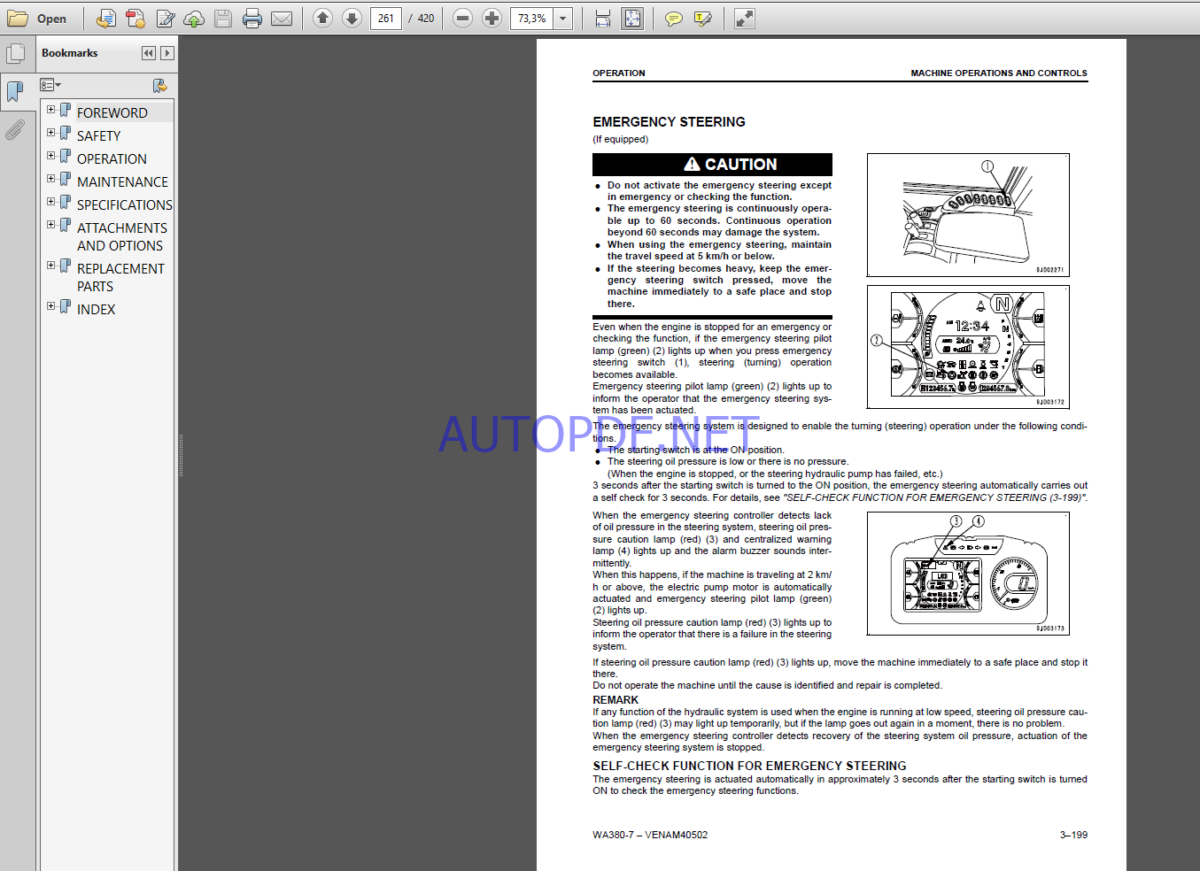 Komatsu WA380-7 WHEEL LOADER Operation Maintenance Manual(VEAM40502)