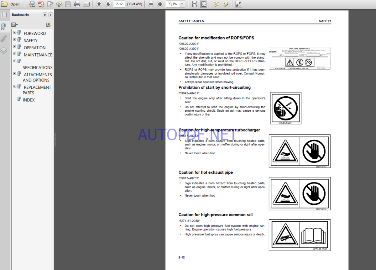 Komatsu WA380-8EO WHEEL LOADER Operation Maintenance Manual(VENAM52002)