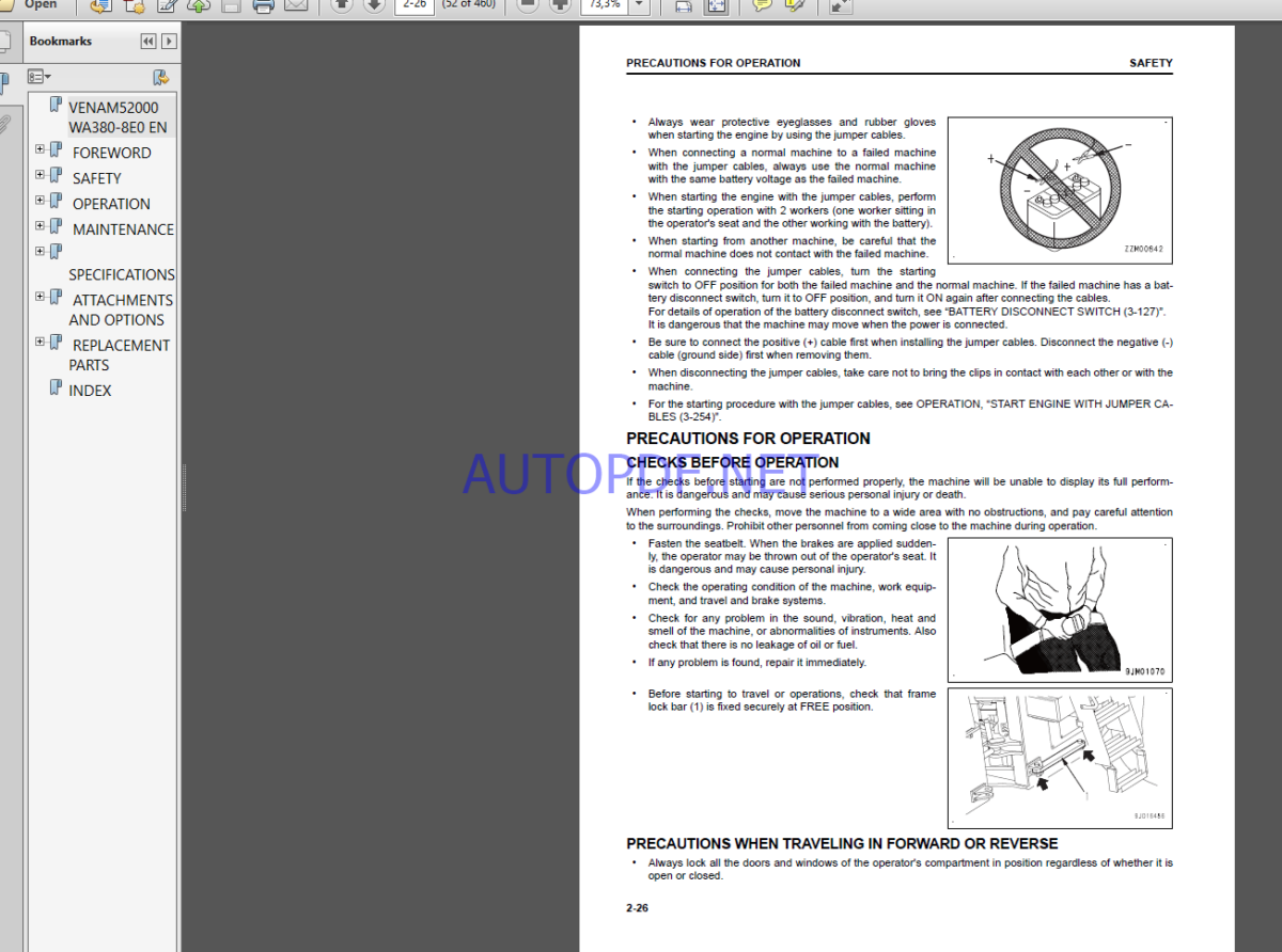 Komatsu WA380-8EO WHEEL LOADER Operation Maintenance Manual(VENAM52000)