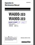 Komatsu WA800-3E0,WA900-3E0 WHEEL LOADER Operation Maintenance Manual(EEAM030003)