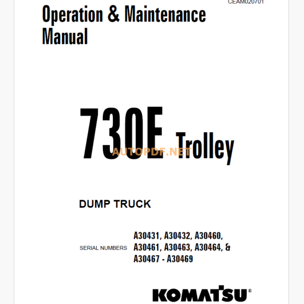 Komatsu 730E DUMP TRUCK Operation and Maintenance Manual (CEAM020701)