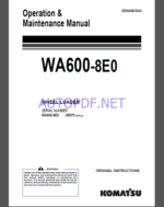 Komatsu WA600-8E0 WHEEL LOADER Operation Maintenance Manual(EEAM03924)