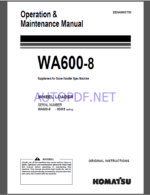 Komatsu WA600-8 WHEEL LOADER Operation Maintenance Manual(EEAM03750)