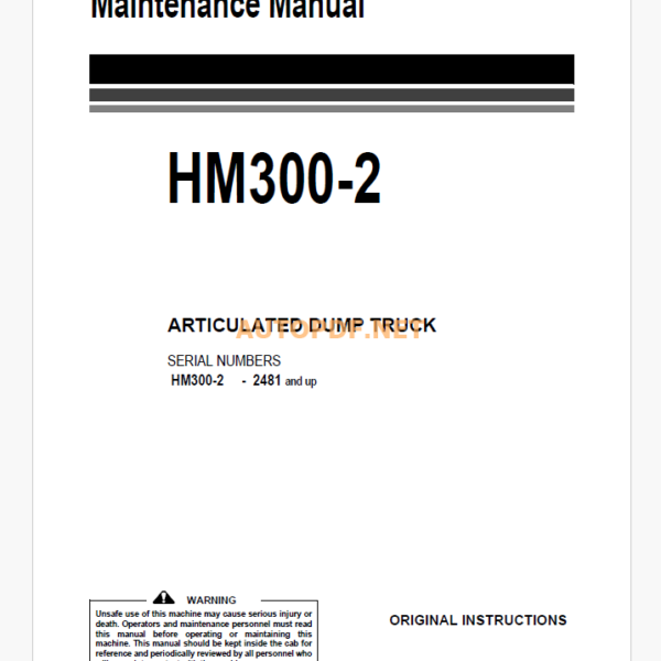 Komatsu HM300-2 DUMP TRUCK Operation and Maintenance Manual (EEAM027303)