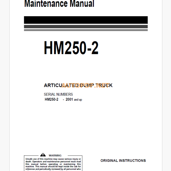 Komatsu HM250-2 DUMP TRUCK Operation and Maintenance Manual (EEAM027602)