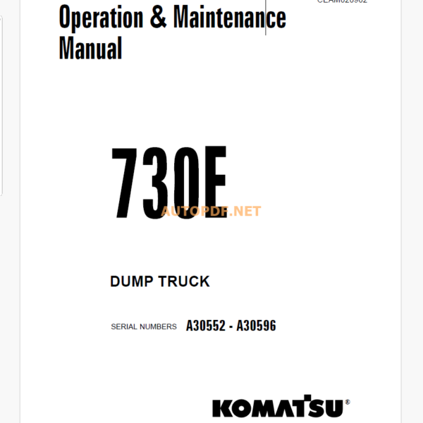 Komatsu 730E DUMP TRUCK Operation and Maintenance Manual (CEAM020902)