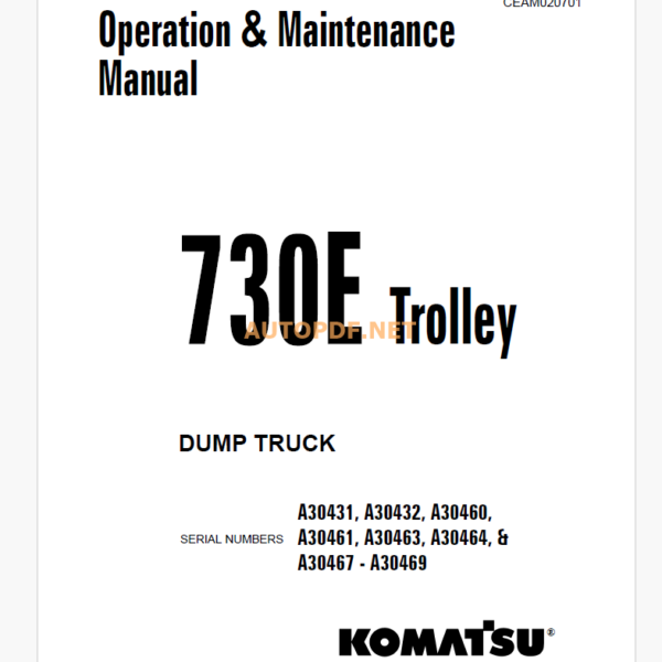 Komatsu 730E DUMP TRUCK Operation and Maintenance Manual (CEAM020701)