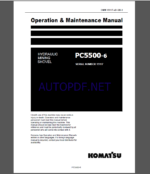 Komatsu PC5500-6 HYDRAULIC MINING SHOVEL Operation Maintenance Manual(GZEAM15117-0)