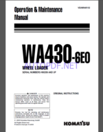 Komatsu WA430-6EO WHEEL LOADER Operation Maintenance Manual(VEAM948102)